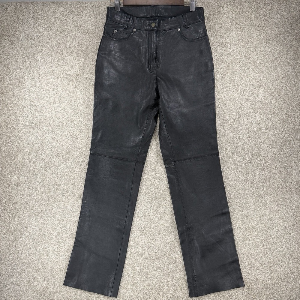 VTG Soft Leather Motorcycle Pants First Size‎ 8 Women's Punk Goth 1990s *Marks*